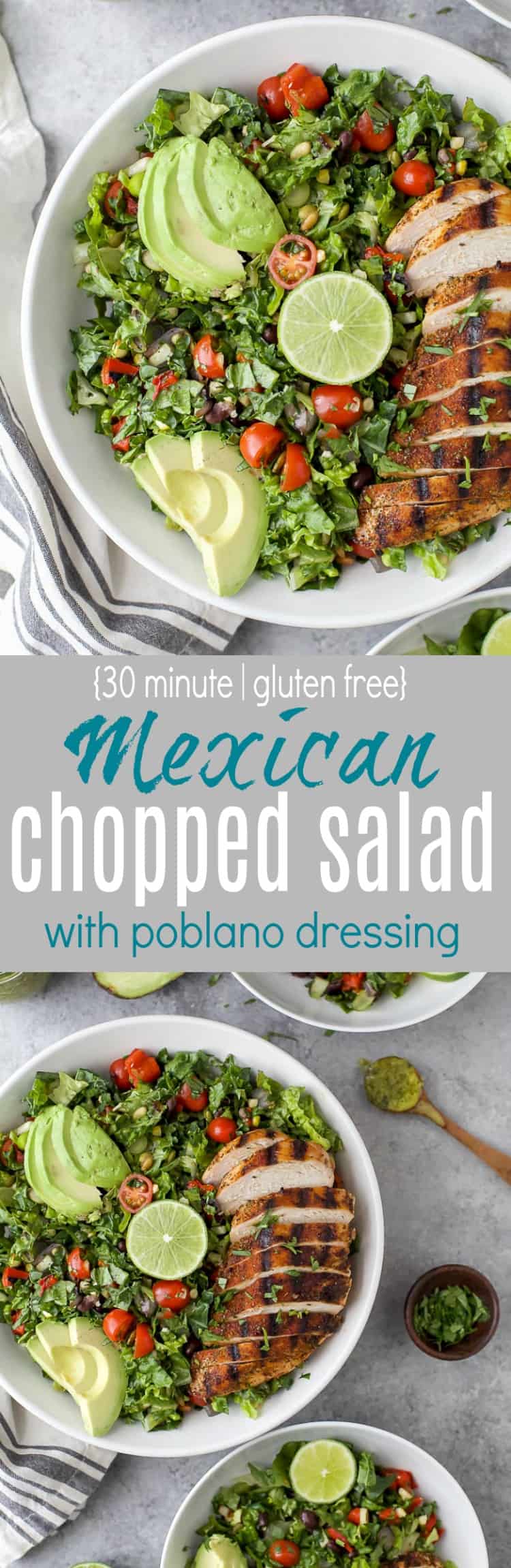 Chopped Salad with Grilled Chicken and Poblano Dressing photo collage
