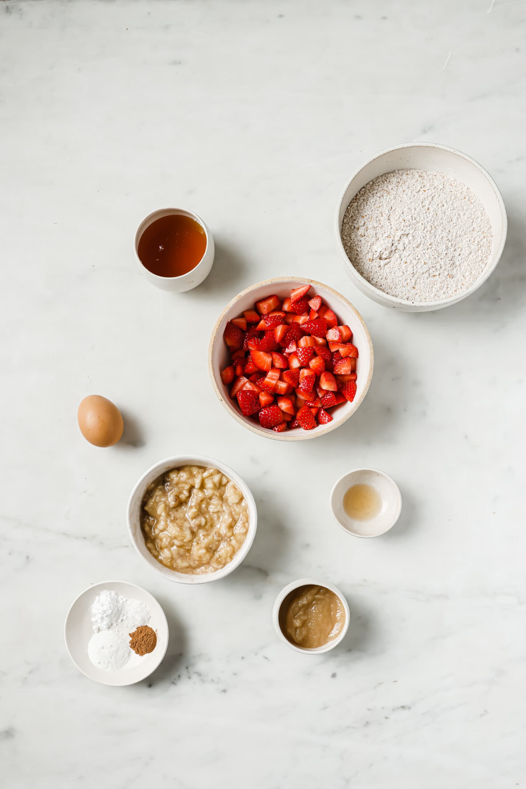 Ingredients for strawberry muffins.