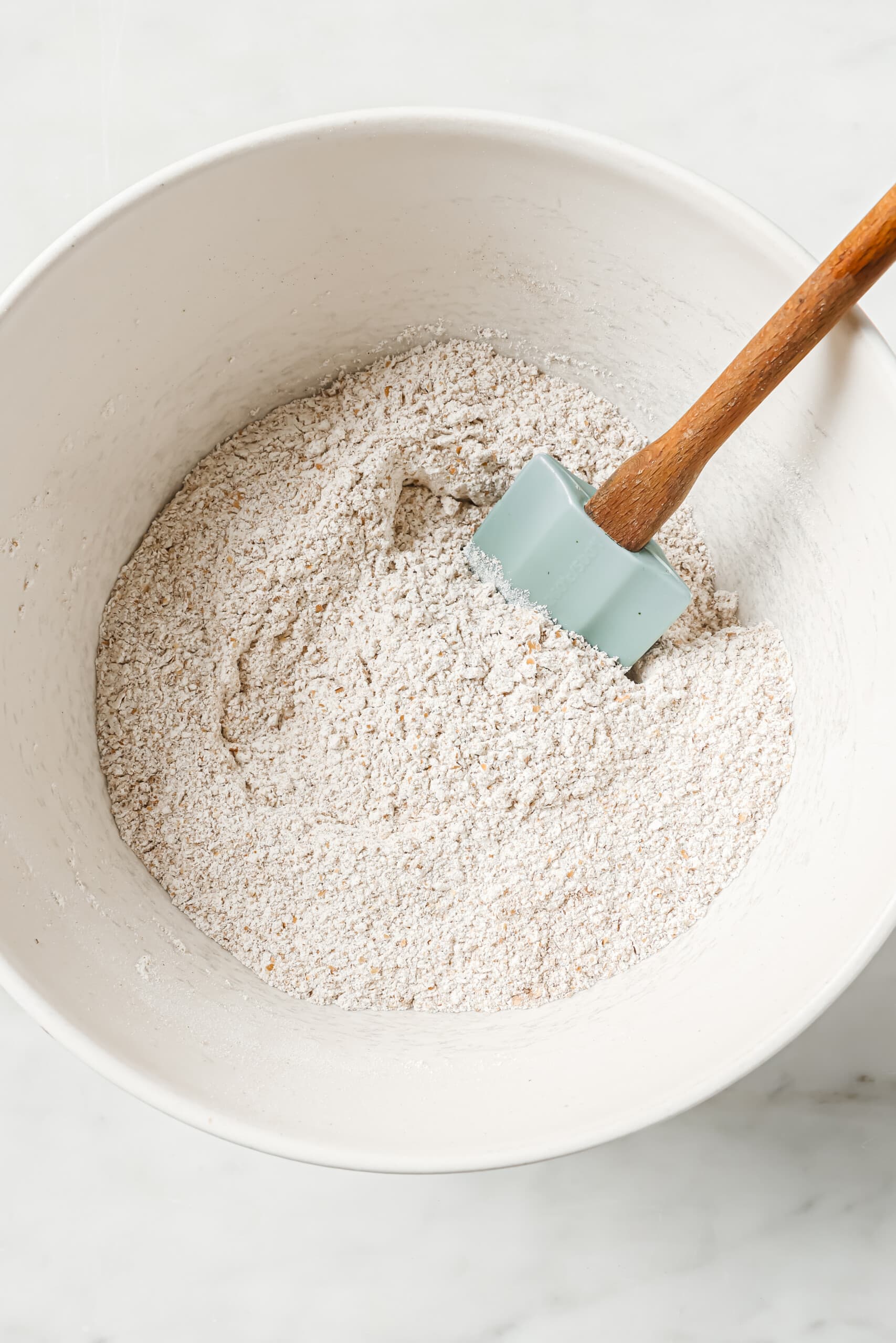 Whisking the dry ingredients.