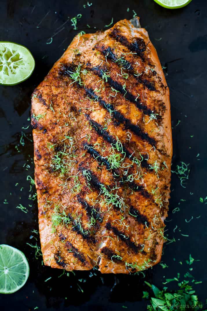 Top view of Grilled Chili Lime Salmon fillet