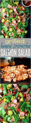 Grilled Honey Sriracha Salmon Salad | Easy Healthy Salad Recipe