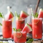 Vodka Watermelon Cocktail the perfect refreshing drink to sip on this summer! Easy, light and made with 4 ingredients you're gonna love this party cocktail! Only 136 calories a serving!