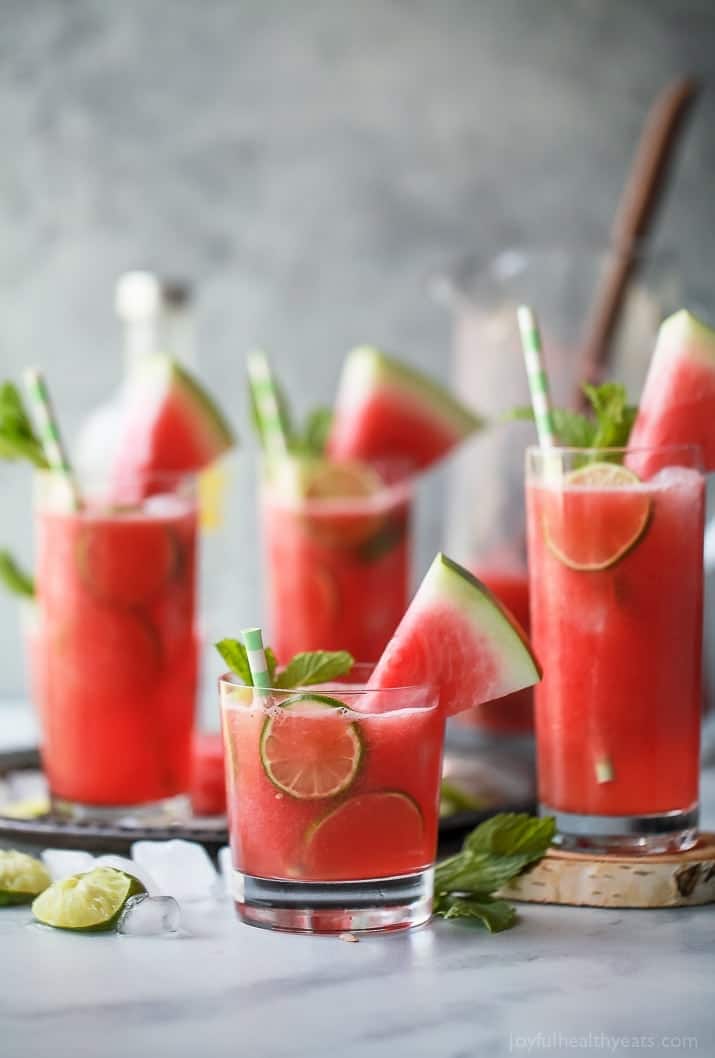 Vodka Watermelon Cocktail the perfect refreshing drink to sip on this summer! Easy, light and made with 4 ingredients you're gonna love this party cocktail! Only 136 calories a serving!