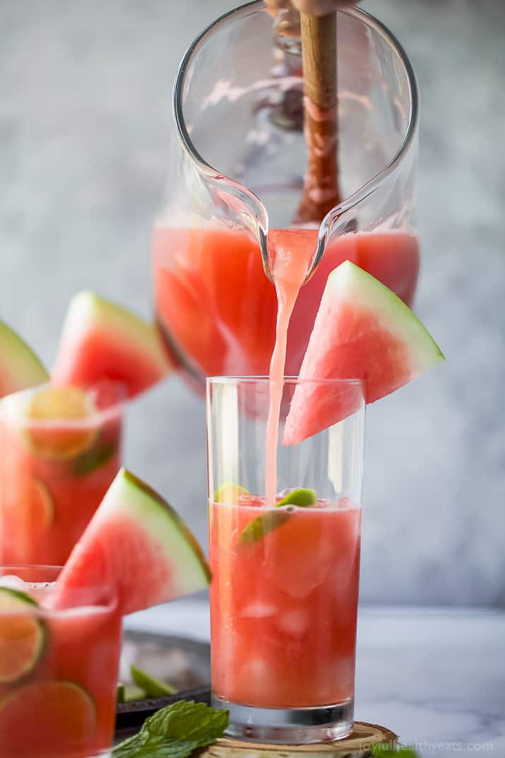 Vodka Watermelon Cocktail the perfect refreshing drink to sip on this summer! Easy, light and made with 4 ingredients you're gonna love this party cocktail! Only 136 calories a serving!