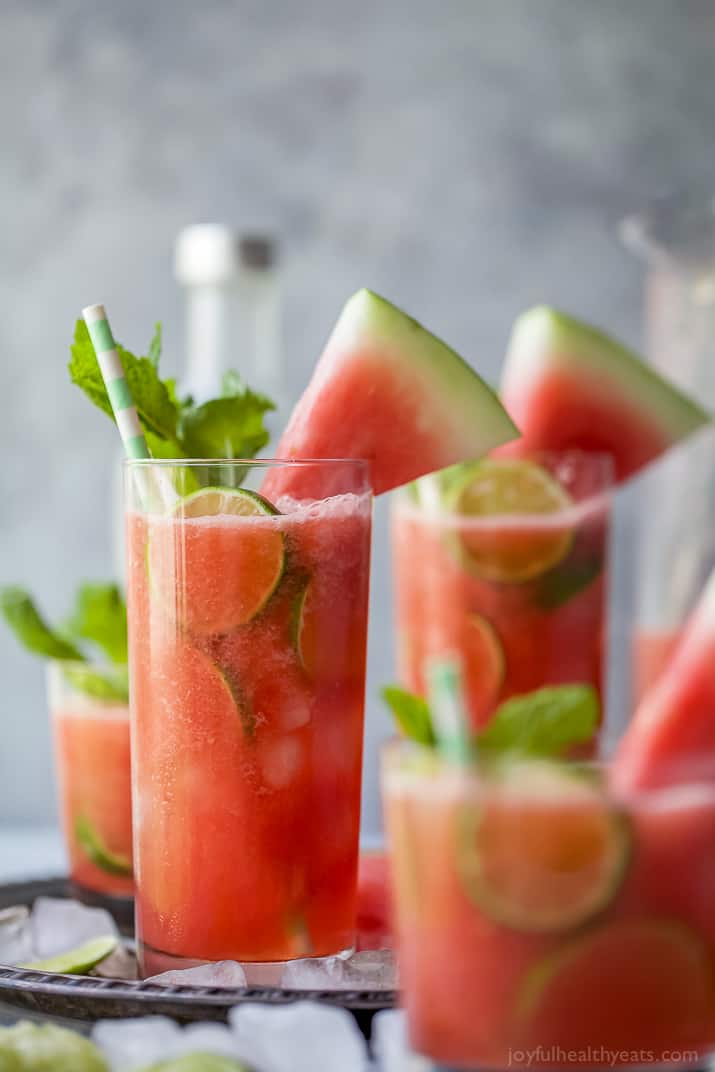 Vodka Watermelon Cocktail the perfect refreshing drink to sip on this summer! Easy, light and made with 4 ingredients you're gonna love this party cocktail! Only 136 calories a serving!