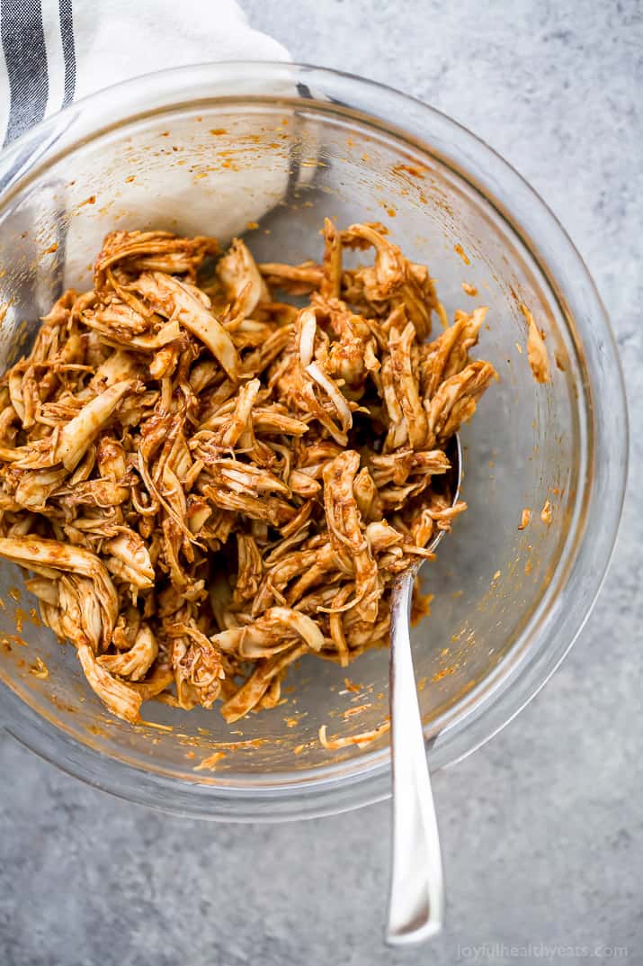 BBQ shredded chicken in a bowl