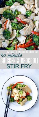 Chicken and Broccoli Stir Fry that takes 30 minutes to make and way healthier than take out. This easy stir fry recipe is low carb, high protein, gluten free and filled with asian flavor!