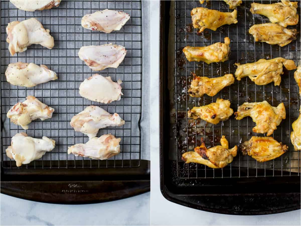 chicken wings on a baking sheet