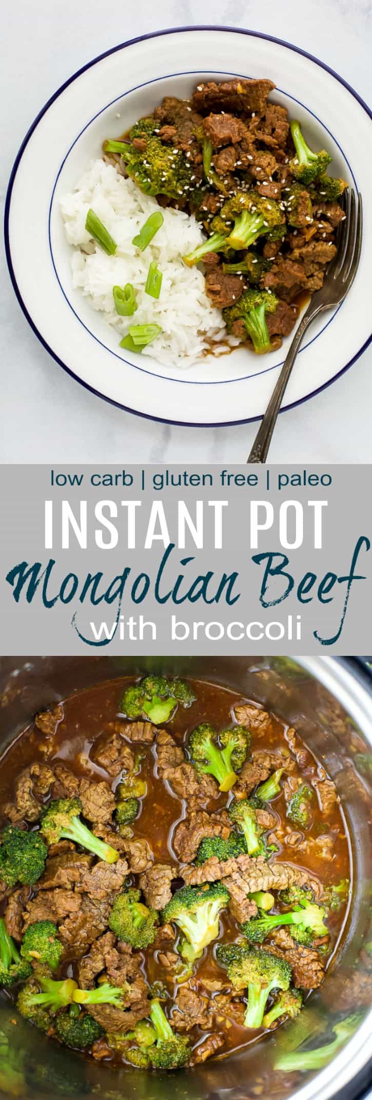 Instant Pot Mongolian Beef with broccoli recipe collage