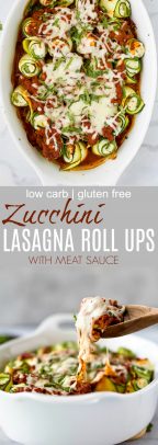 Pinterest photo for lasagna-style zucchini roll ups.