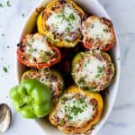 Gluten Free Turkey Bolognese Stuffed Peppers a simple dinner recipe filled with rich flavor your family will love. These Stuffed Peppers make the perfect comforting weeknight meal!