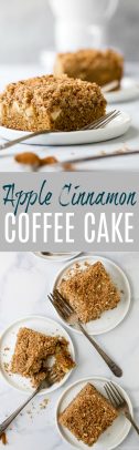 A moist Apple Cinnamon Coffee Cake that screams fall baking! Made with whole wheat flour, filled with bold cinnamon flavor, tender chunks of apple and a crumbly nut topping that you'll want to fight over. Perfect for breakfast or dessert this holiday season!