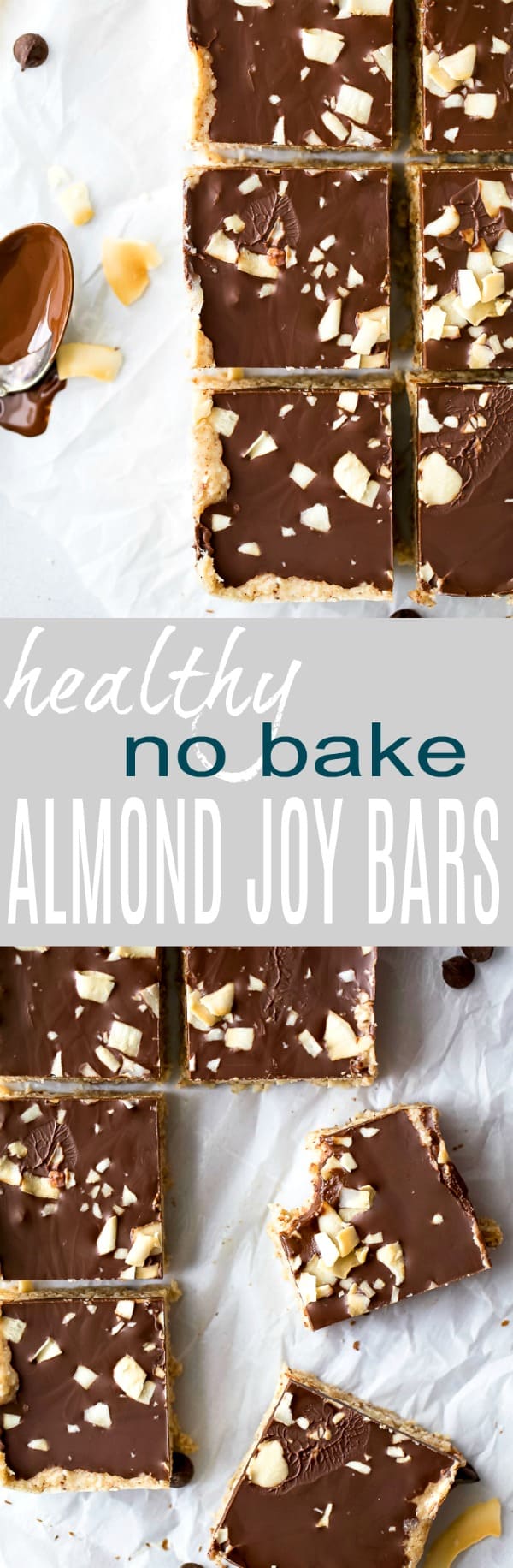 Recipe collage for Healthy No Bake Almond Joy Bars