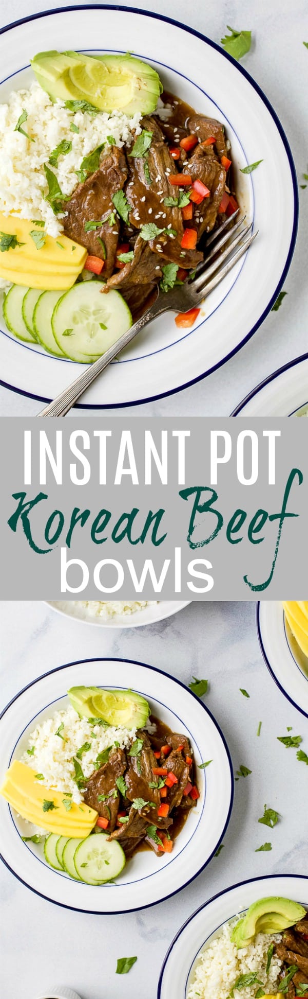 Recipe collage for Instant Pot Korean Beef Bowls