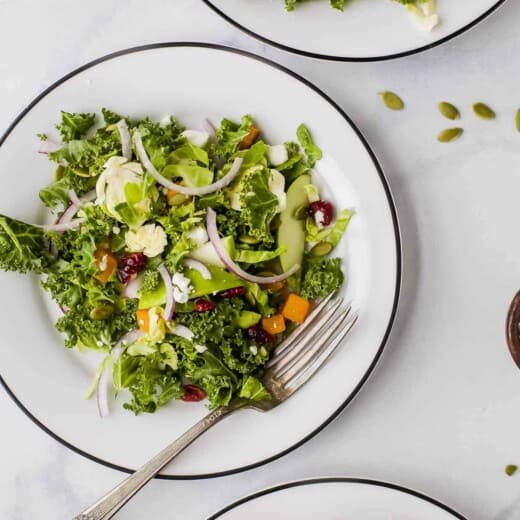 Cranberry Apple Brussel Sprout Salad on a plate