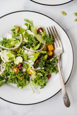 close up of cranberry apple brussel sprouts salad