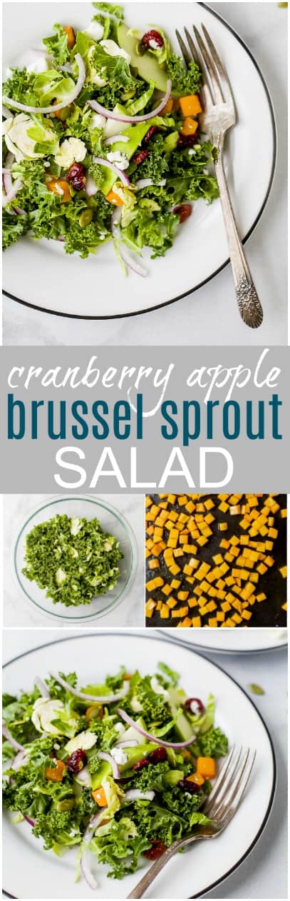 cranberry apple brussel sprout salad recipe collage