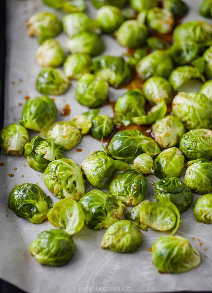 Easy Honey Soy Oven Roasted Brussels Sprouts