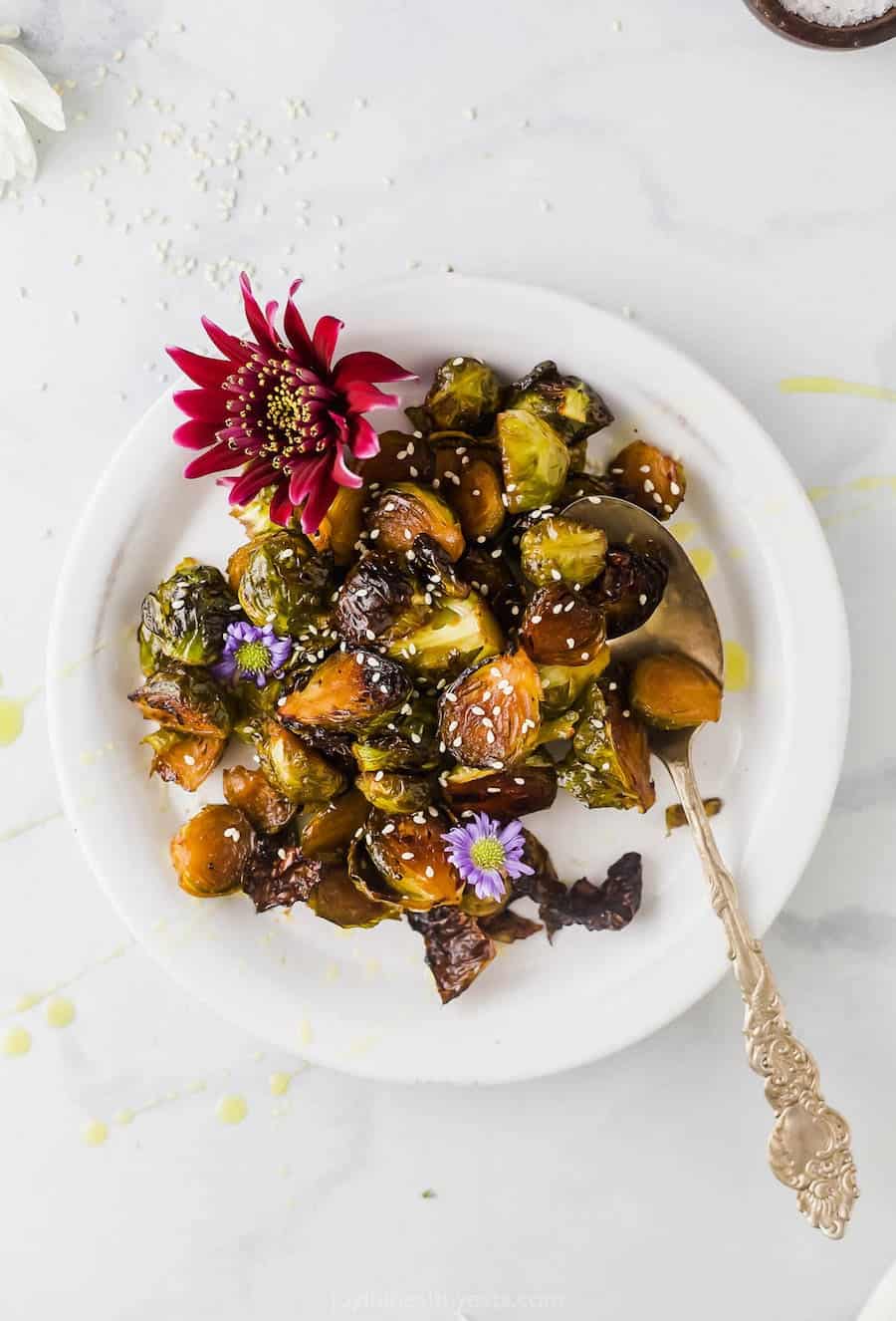 Easy Honey Soy Oven Roasted Brussels Sprouts