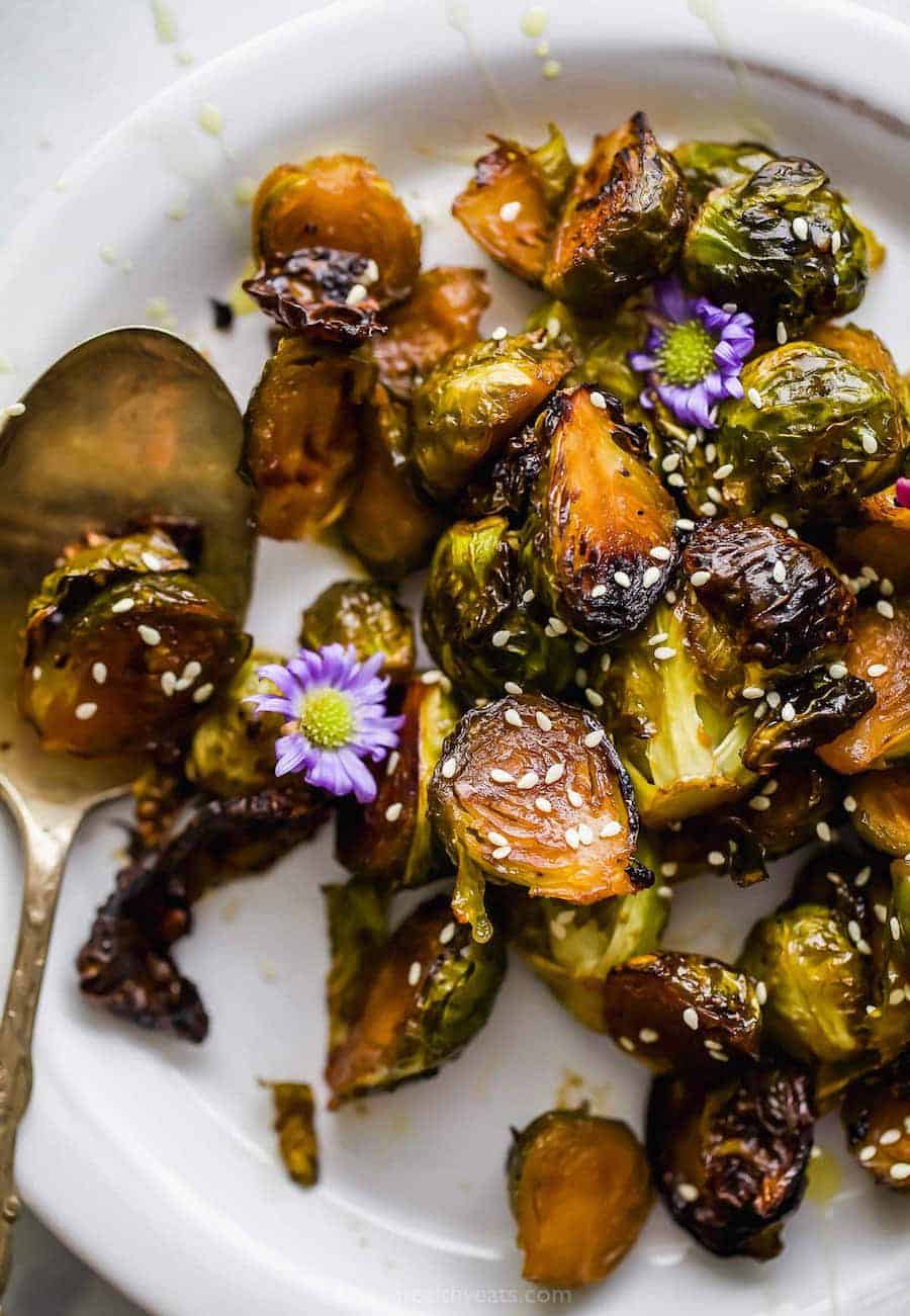 Easy Honey Soy Oven Roasted Brussels Sprouts