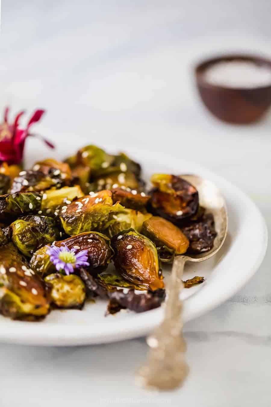 Easy Honey Soy Oven Roasted Brussels Sprouts