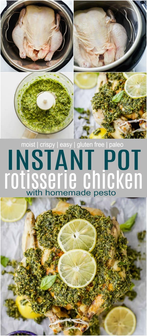 instant pot rotisserie chicken with homemade pesto pinterest pin