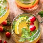 close up photo of lime mint kombucha cocktail