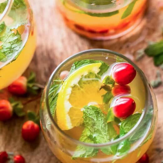 close up photo of lime mint kombucha cocktail