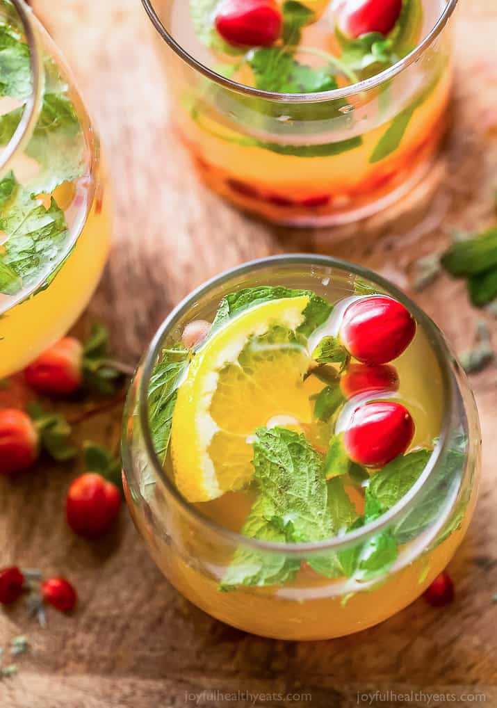 close up photo of lime mint kombucha cocktail