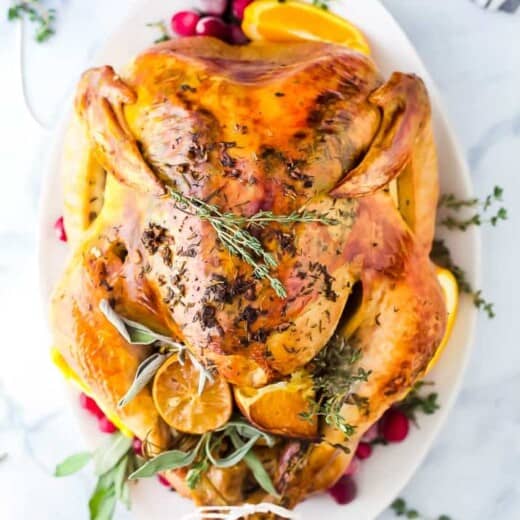 Image of a Garlic Herb Butter Thanksgiving Turkey on a Plate