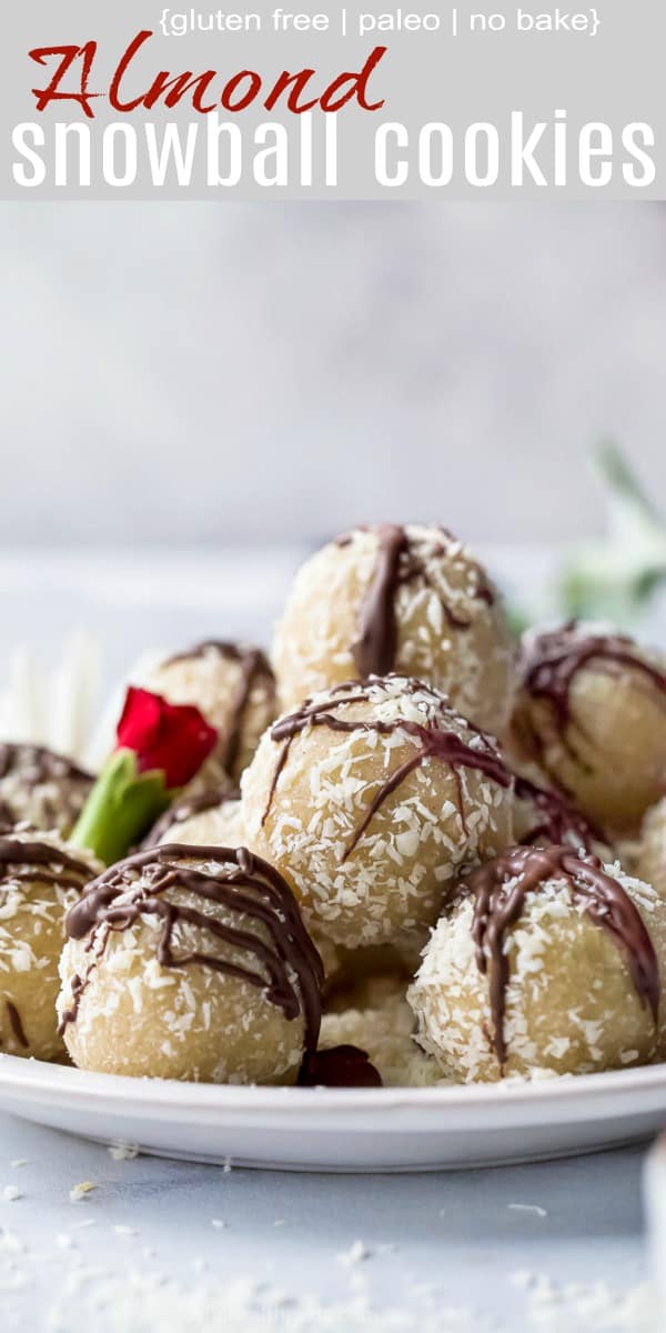 pinterest photo of gluten free almond snowball cookies