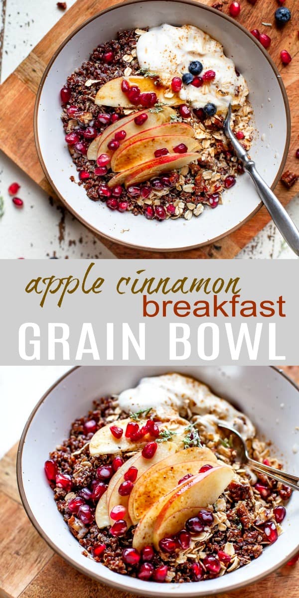 pinterest pin of apple cinnamon breakfast grain bowl