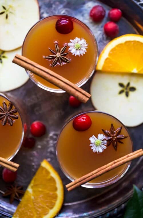hot spiked mulled apple cider in a cup