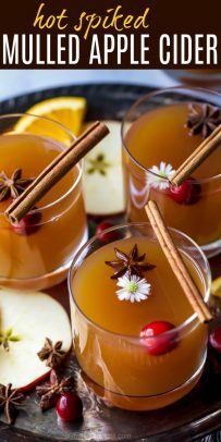 pinterest pin for hot spiked mulled apple cider