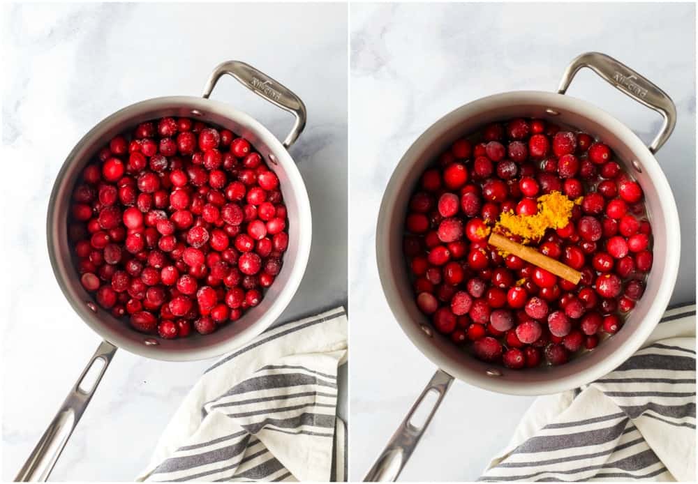 process photo of cranberry sauce being made