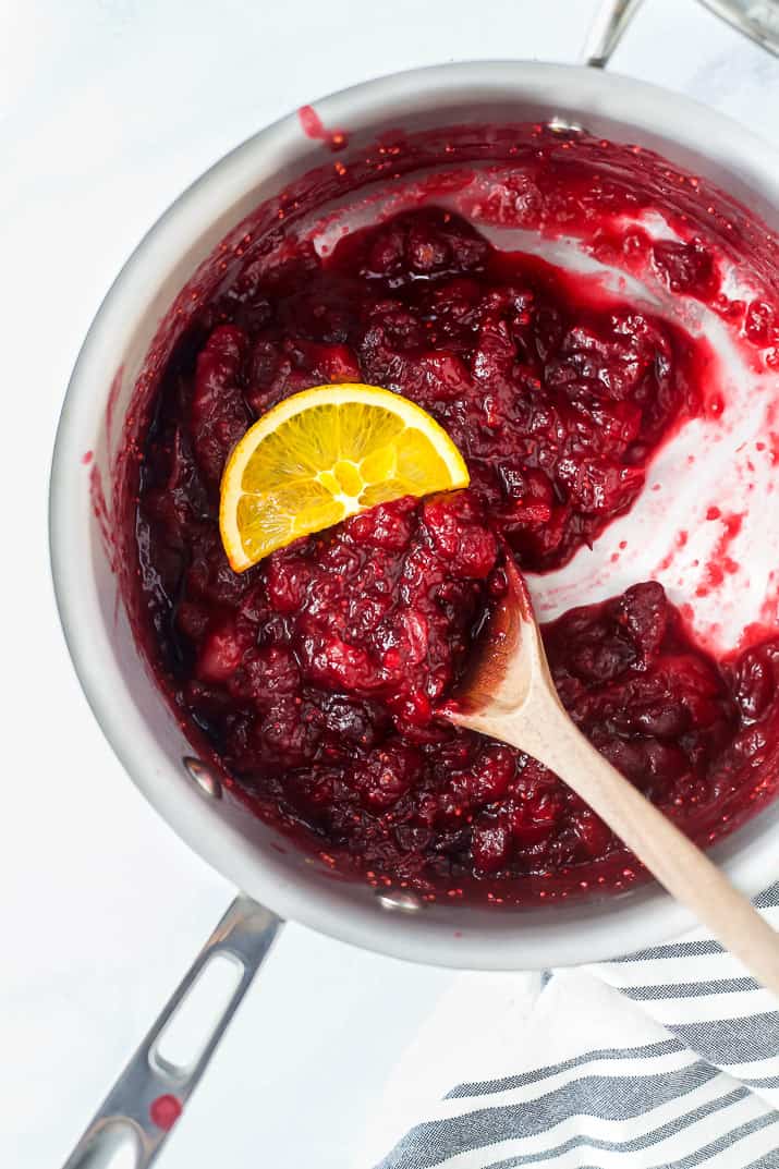 maple cranberry sauce in a pot