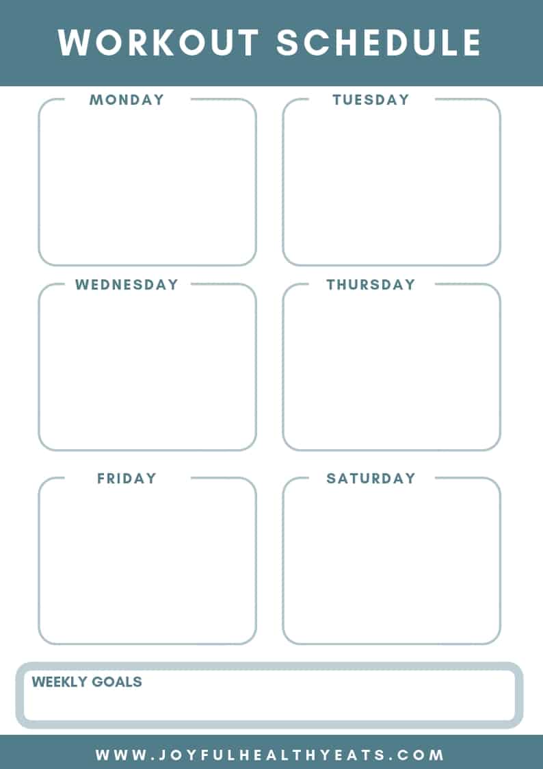 free printable for workout planner