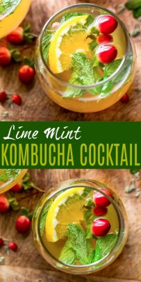 pinterest photo for lime mint kombucha cocktail