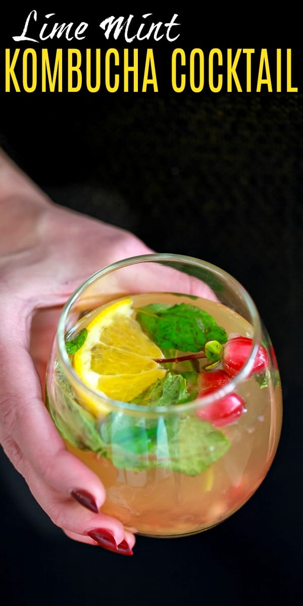 pinterest photo of Lime Mint Kombucha Cocktail Recipe