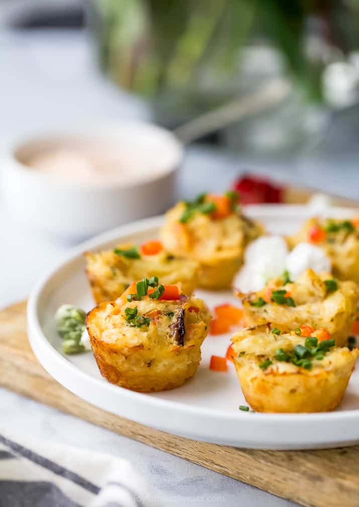 photo of mini baked crab cakes on a plate