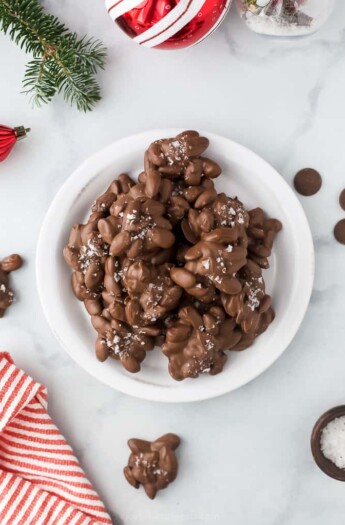 photo of Sweet & Salty Chocolate Toasted Almond Clusters on a plate