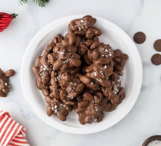 photo of Sweet & Salty Chocolate Toasted Almond Clusters on a plate