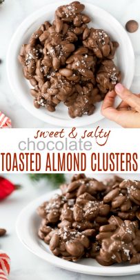 pinterest pin for Sweet & Salty Chocolate Toasted Almond Clusters