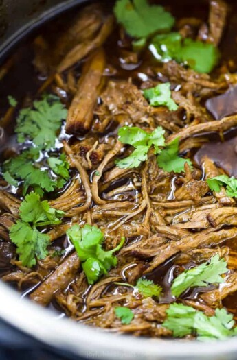 close up photo of healthy instant pot chipotle beef barbacoa