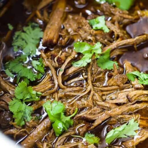 close up photo of healthy instant pot chipotle beef barbacoa