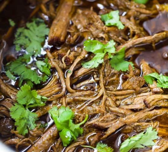 close up photo of healthy instant pot chipotle beef barbacoa