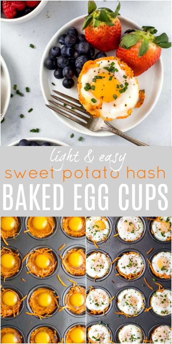 pinterest image of sweet potato hash baked egg cups