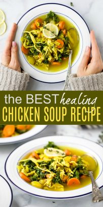 pinterest image of the best healing chicken soup recipe