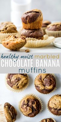Healthy Marbled Chocolate Banana Muffins - Amazing Banana Muffins!