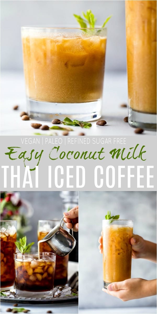 pinterest image for easy coconut milk thai iced coffee recipe